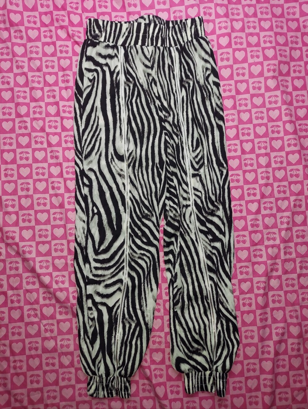 Fashion Nova Zebra Print Women's Pants - Black & White Zipper Front
